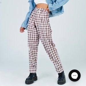 NWT Motel Rocks Misca Trouser Checkered Brown